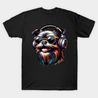 Brussels Griffon as Smiling DJ in Japanese Art Style T-Shirt